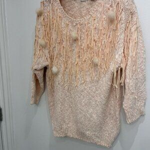 Vintage unique Bonnie and Bill dust pink with frings and pompom size medium